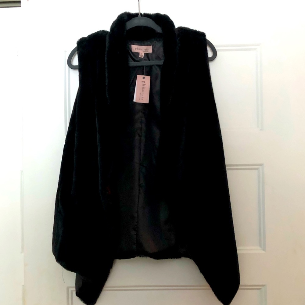 Philosophy black, faux-fur vest. Medium in size.